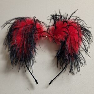 Electric Kittycorns Red Black Fluff Kitty Ears